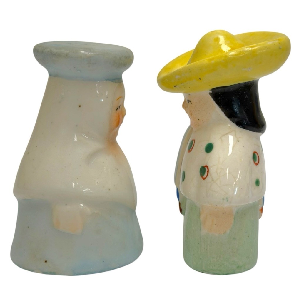 VTG Mexican Man & Woman Salt & Pepper Shakers w/stoppers Made In Occupied Japan - Picture 5 of 10
